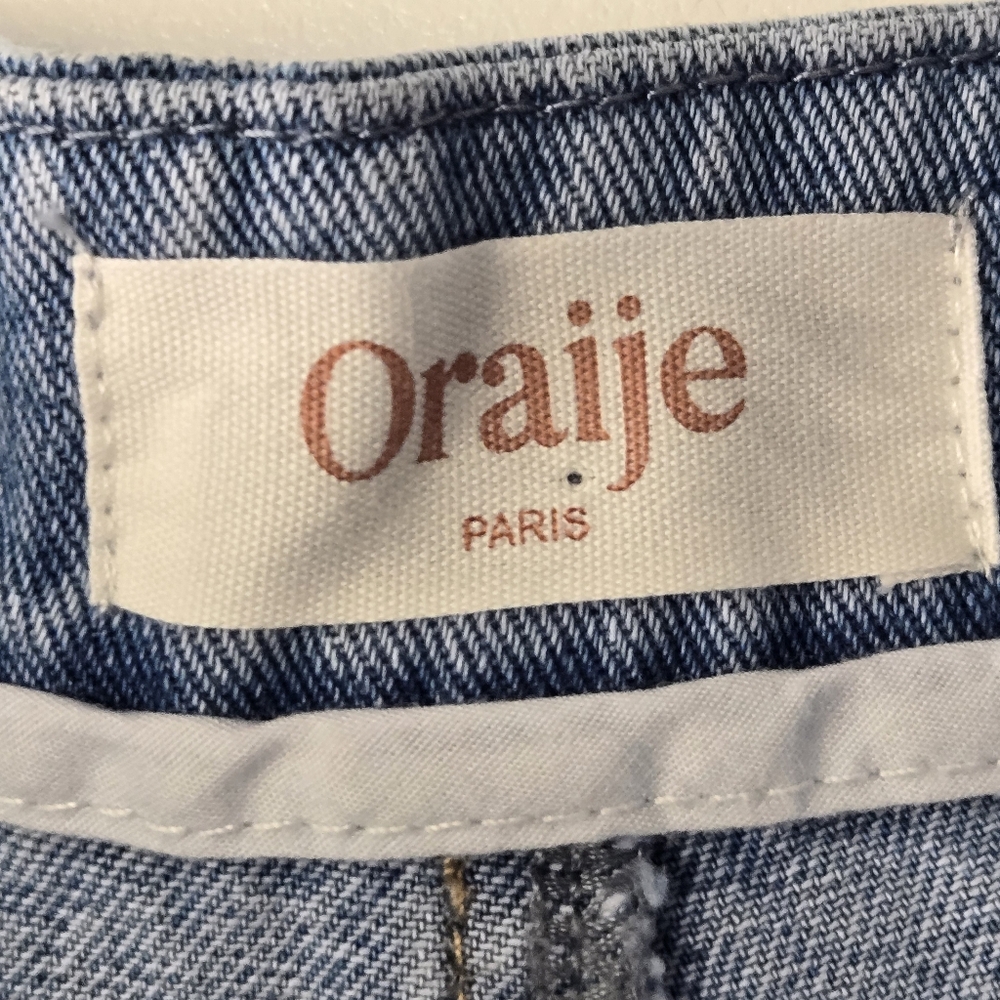NEW Oraije Paris Elise Wide Leg Blue Denim Jeans Womens Size 6/28 - Picture 3 of 16